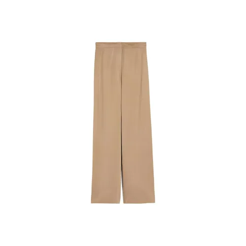 MaxMara Studio Gardena Collection Flowing Satin Trousers Casual Pants Women's Beige