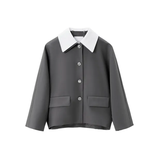 OVV Cropped Coats Women's Dark Gray Splicing B2-0