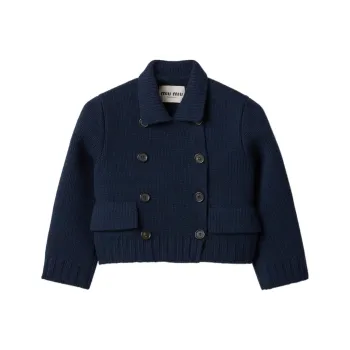 MIU MIU Cropped Wool Jacket 'Navy'