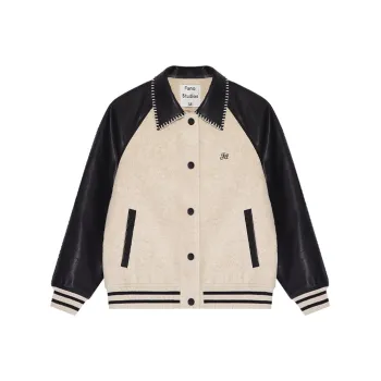 Fano Studios Baseball Jacket Women's Beige, Black, Multicolor