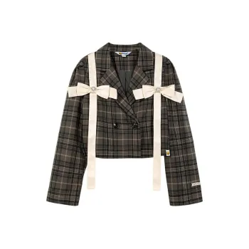 B.Duck Business Suit Women's Brown Plaid