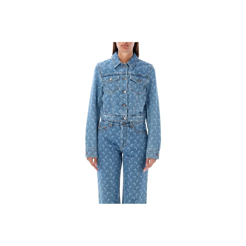 Marine Serre Moon Denim Cropped Jacket-0