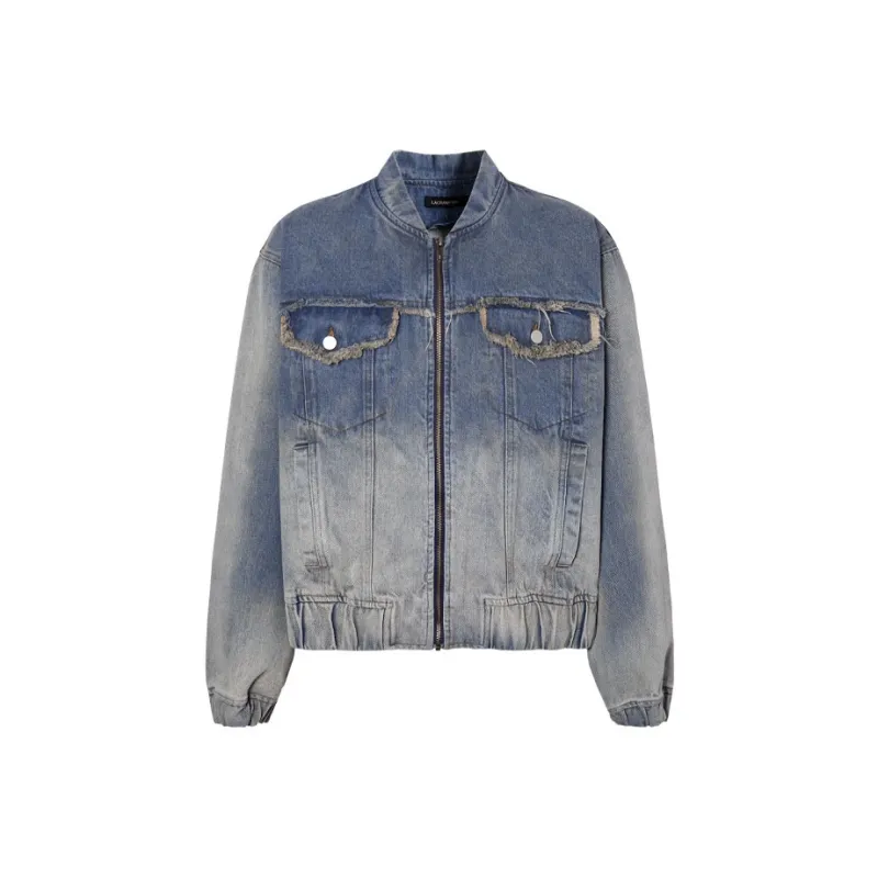LA CRAWFISH Denim Jacket Women's Vintage Denim Blue-0