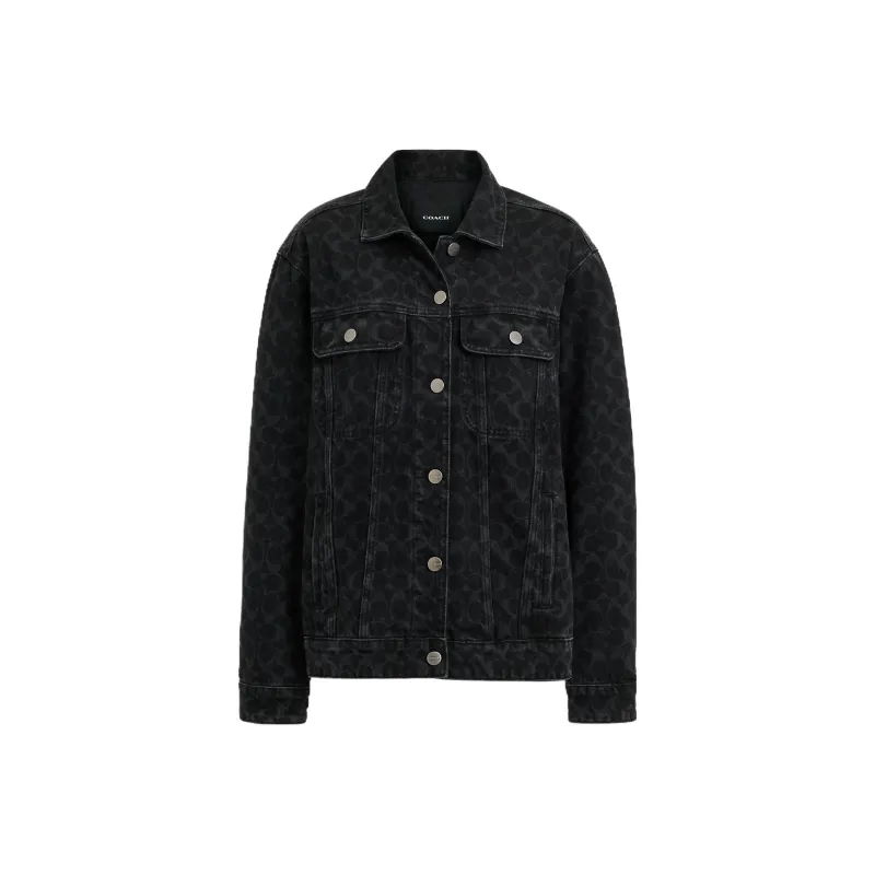 COACH Denim Jacket Women's Black-0