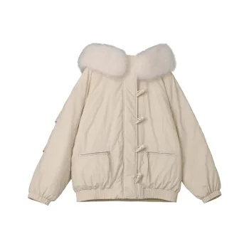 Fstudio Fall And Winter Korean Petite Cropped 90 Fill Power White Duck Down Coat Women's Khaki