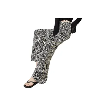 Cypress House Casual Pants Women's White With Black Floral Pattern