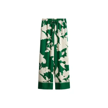 H&M Casual Pants Women's Green/Cream Floral