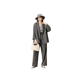 FENHONGMALI Coat Women's Mixed Dark Gray