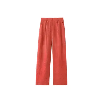Read Twelve Casual Pants Women's Vermilion Ochre Color