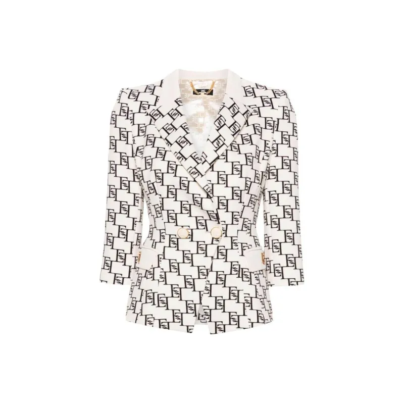 Elisabetta Franchi Monogram Double Breasted Blazer-0