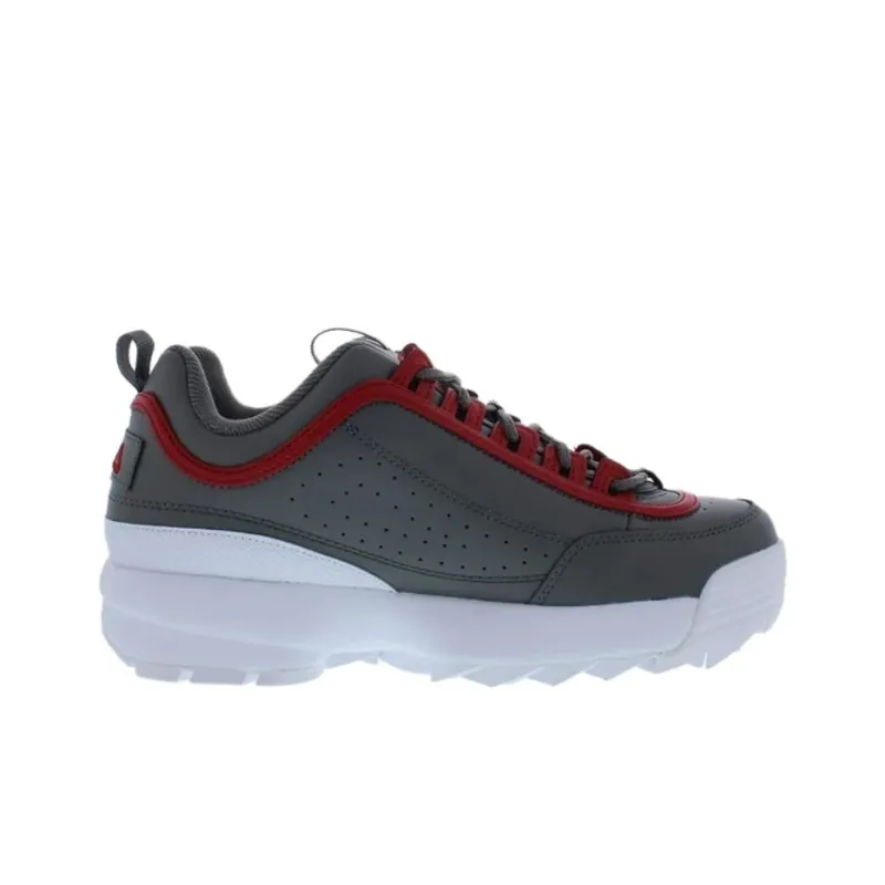 FILA DISRUPTOR II PREMIUM Anti Slip Wear Resistant Low Top Casual Shoes Men's Gray Red-1