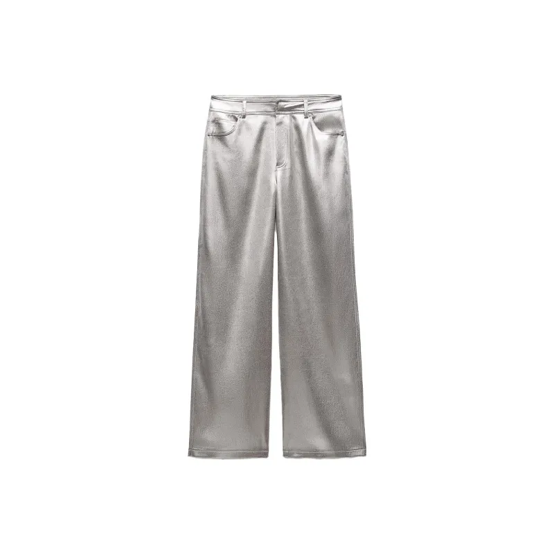 ZARA Casual Pants Women's Silver-0