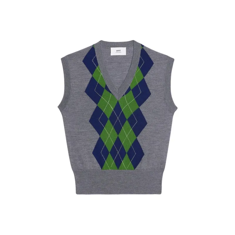 AMIPARIS Argyle Knitted Vest-0