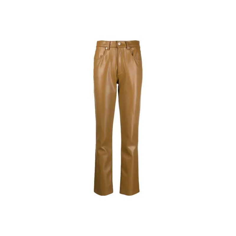 DIESEL Leather effect Straight leg Trousers-0