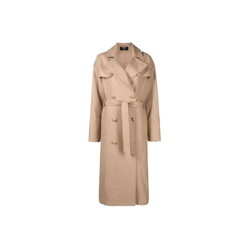 BALMAIN Trench Coats Women's Sandy Beige-0