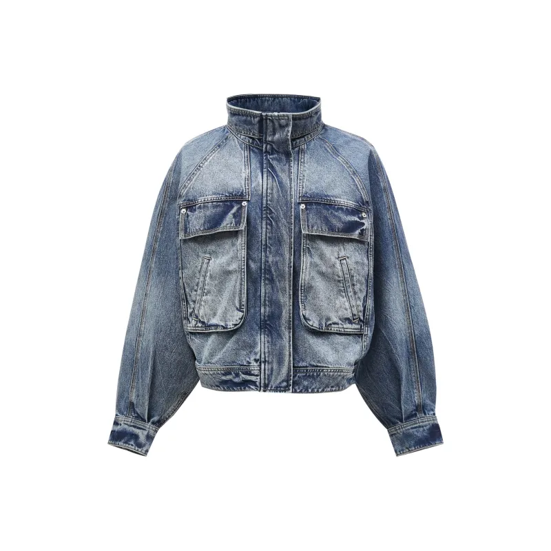 ONLY Cropped Coats Women's J33 350 Washed Denim Blue-0