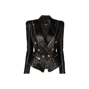 BALMAIN Double-breasted Polished-finish Jacket