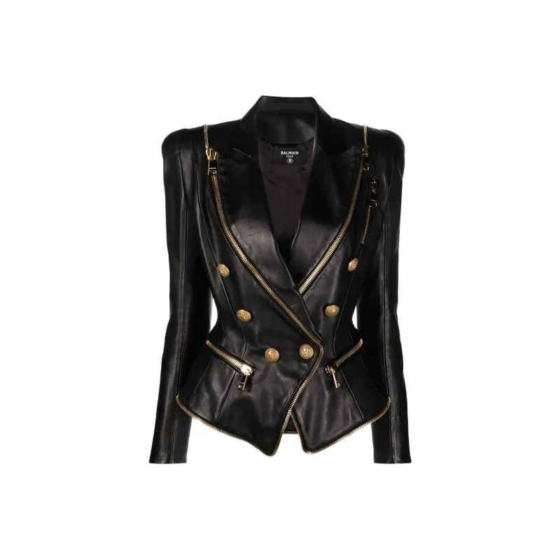 BALMAIN Double-breasted Polished-finish Jacket-0