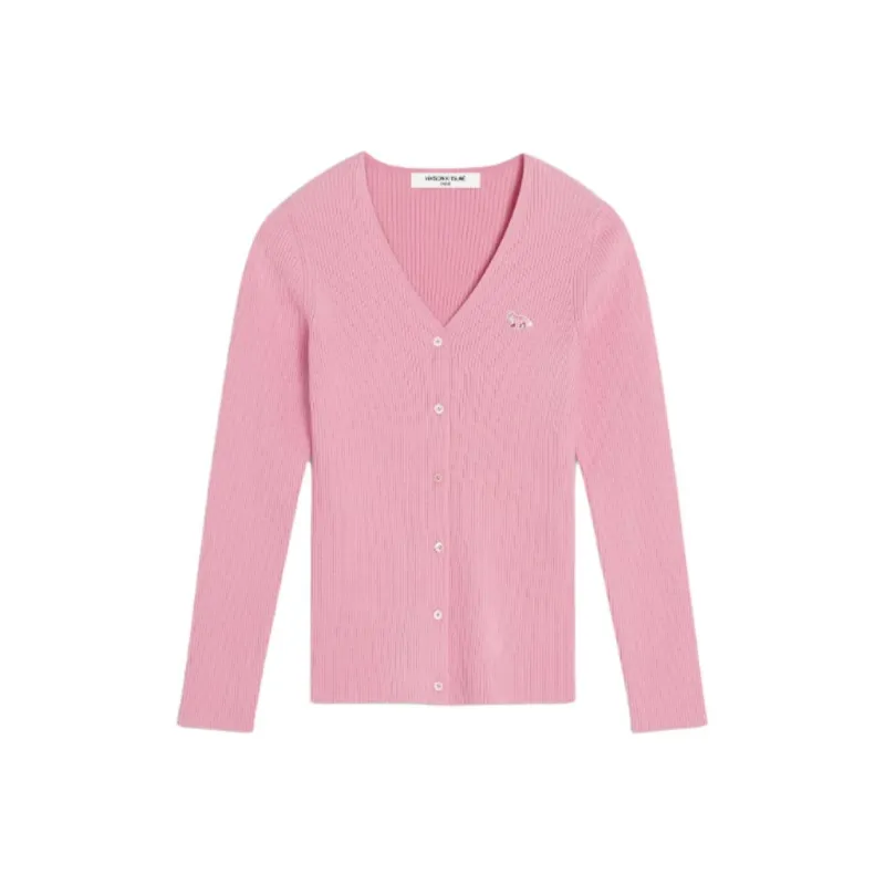 Maison Kitsune Baby Fox Patch Fine Ribbed Cardigan-0