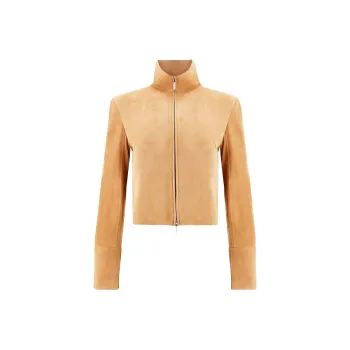 Ferragamo Leather Jackets Women's Beige