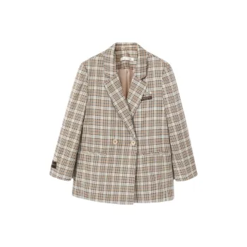 EICHITOO Business Suit Women's Khaki Plaid