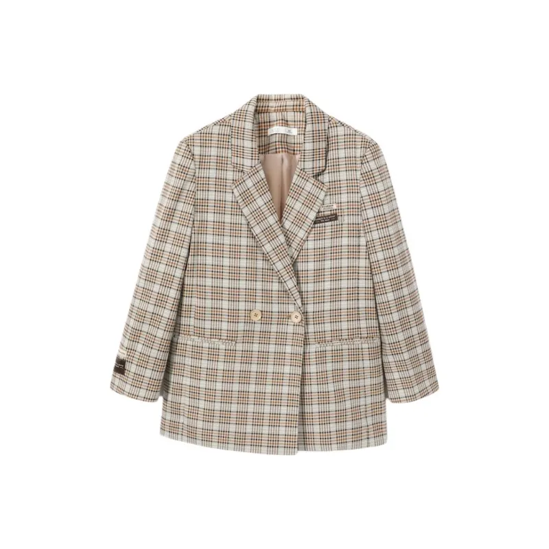 EICHITOO Business Suit Women's Khaki Plaid-0