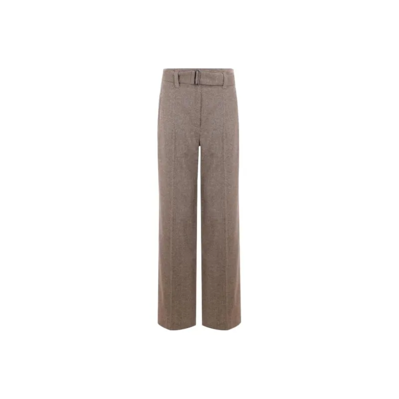 Brunello Cucinelli Chevron Loose Fit Belted Trousers-0