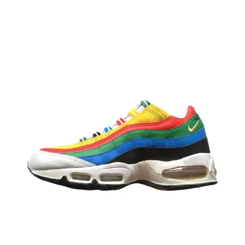 nike maroon Air Max 95 Anti Slip Wear Resistant Low Top Running Shoes Unisex White Red Blue