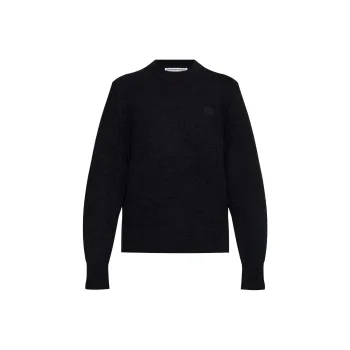 Alexander Wang Embroidered Logo Relaxed Crewneck Pullover Black