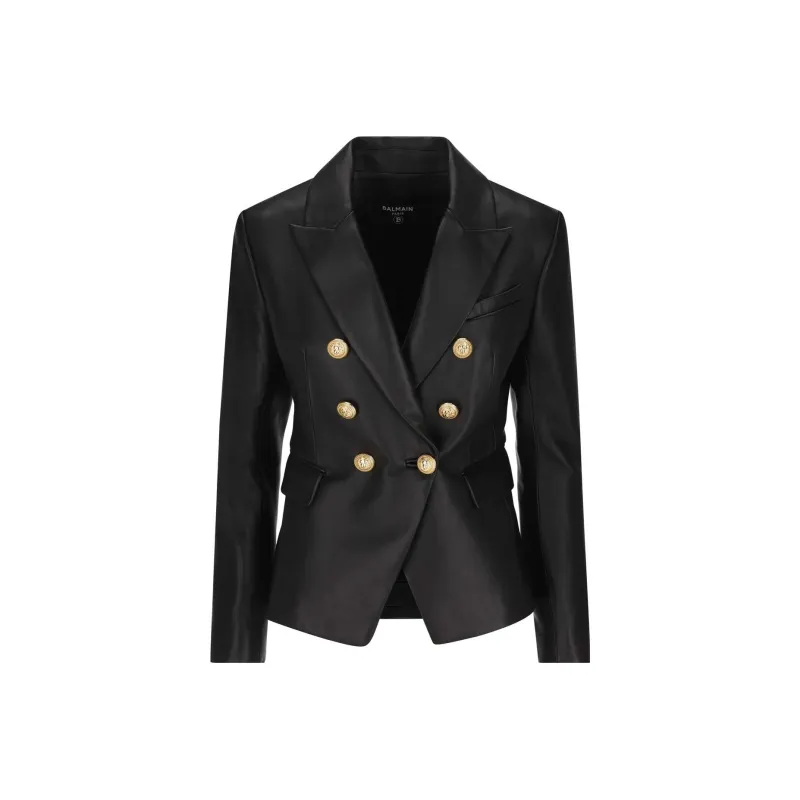 BALMAIN Leather Jackets Women's Black-0