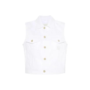 FENDI Logo Embroidered Denim Gilet