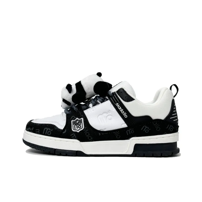 MADALLO Abrasion Resistant Lightweight Breathable Height Increasing Low Top Skateboard Shoes Unisex White Black-0