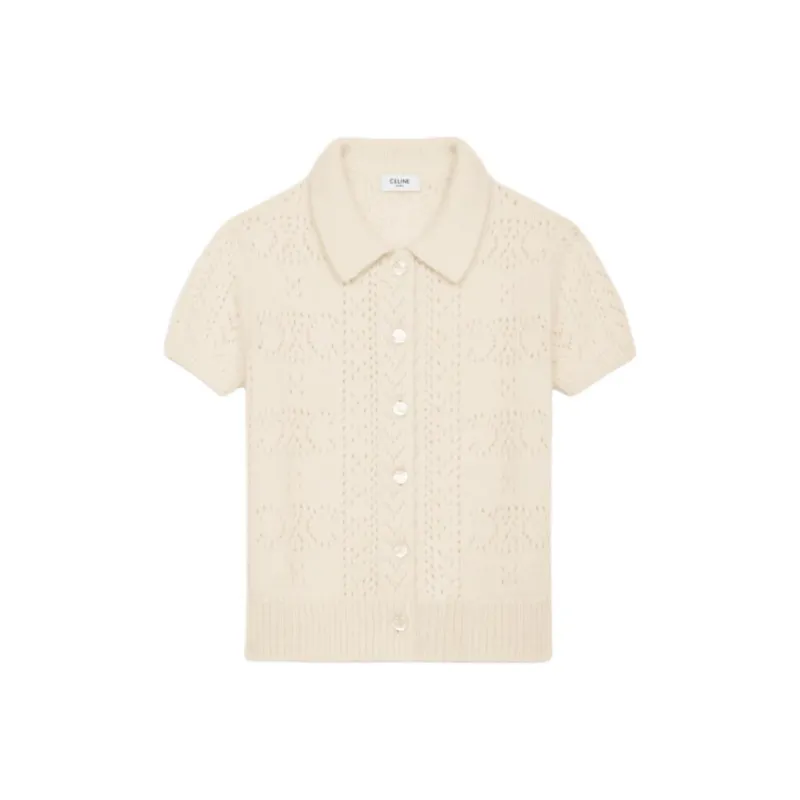 CELINE Knit Detailed Short Sleeve Sweater-0