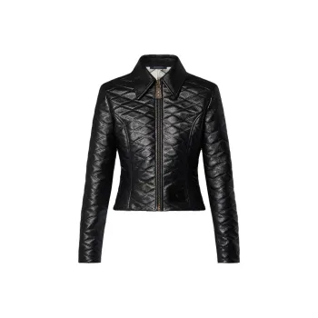 LOUIS VUITTON Cropped Malletage Leather Jacket