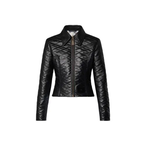 LOUIS VUITTON Cropped Malletage Leather Jacket