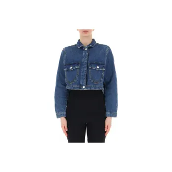 MOSCHINO Logo-patch Cropped Denim Jacket