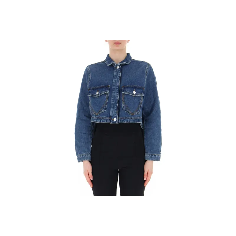 MOSCHINO Logo-patch Cropped Denim Jacket-0