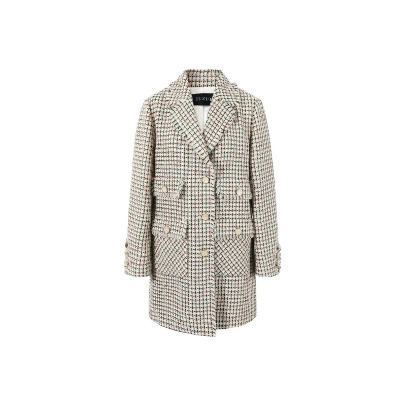 JZ Juzui Business Suit Women's Plaid Beige-0