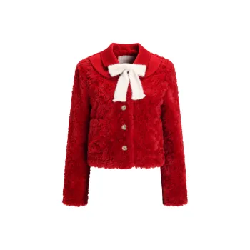 CHIWAWAMEME Velvet feel Coat Women's Red