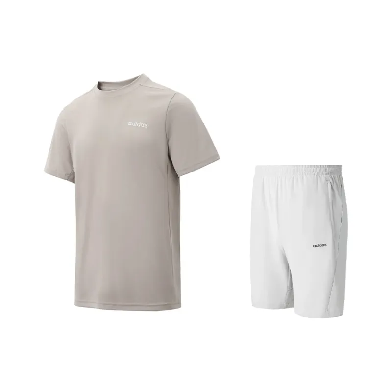 Adidas Casual Sportswear Unisex Khaki Top+White Bottom-0