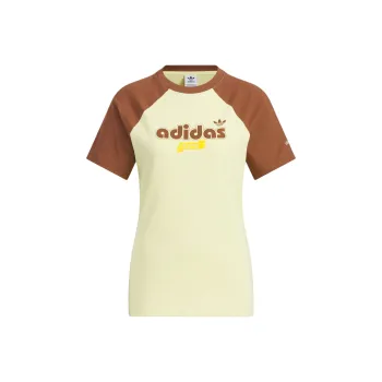 Adidas Originals RETRO Raglan Sleeve T Shirt Women's Powder Yellow/Soft Brown