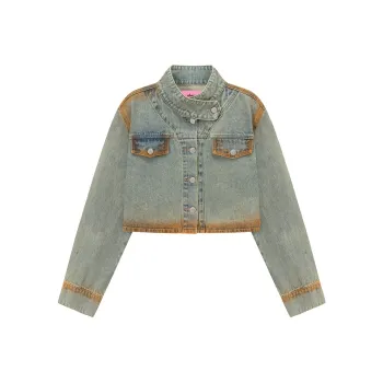 CHUU Cropped Coats Women's Denim Blue