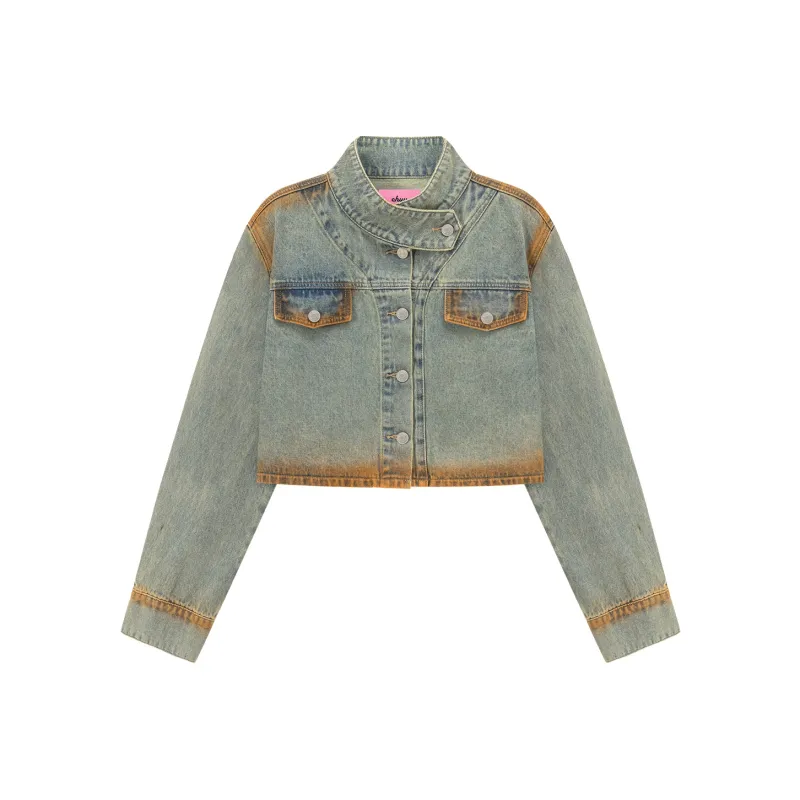 CHUU Cropped Coats Women's Denim Blue-0