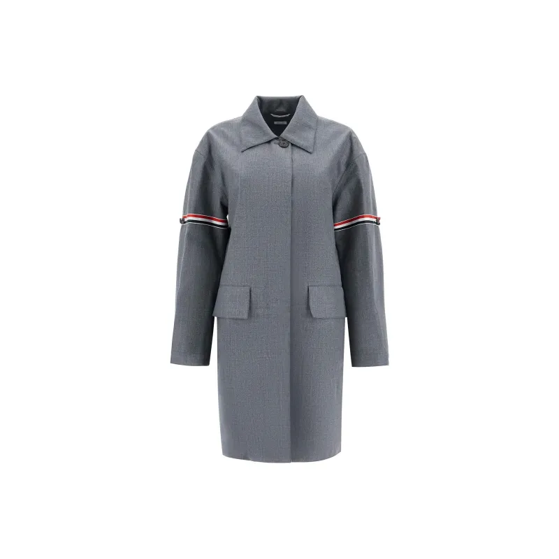THOM BROWNE RWB Stripe Drop Shoulder Twill Coat-0