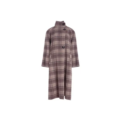 BESIONIA FW23 Coats Women's Brown Plaid