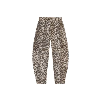 GANNI Leopard Print Denim Trousers