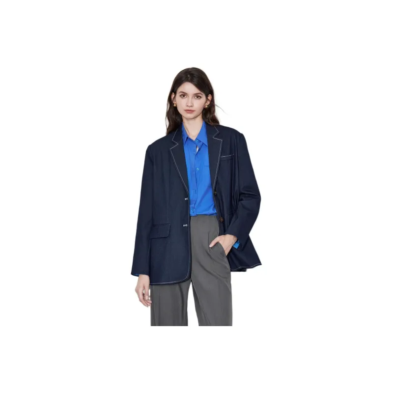 Initial Language Business Suit Women's Denim Blue-0