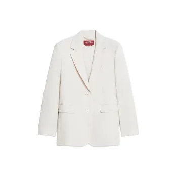 MaxMara Studio Magma Collection Wool Satin Crêpe Single-Breasted Blazer Business Suit Women's Beige