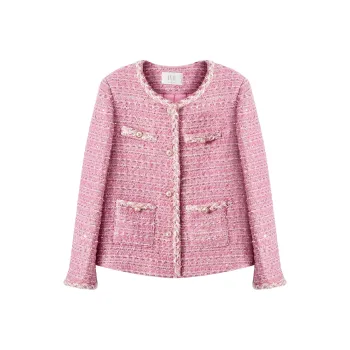 XIANGYING Cropped Coat Women's Plum Red
