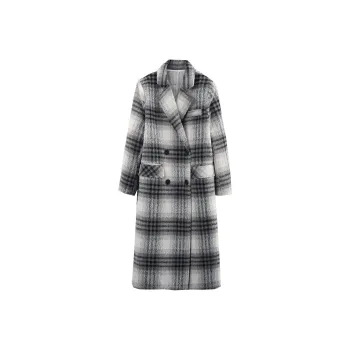 PAZZO Double Breasted Elegance Mid Length Coat Women's Plaid
